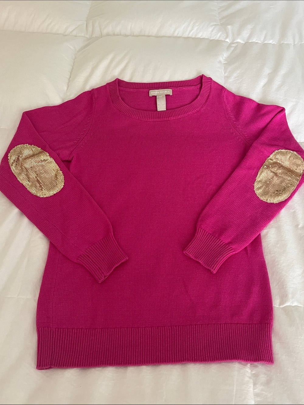 BR Angora wool blend sweater with sparkling glitter elbow patch detailing Small💖